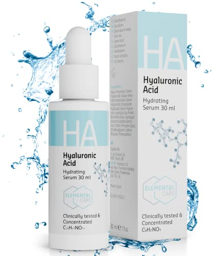 Elemental Care Sérum Acide Hyaluronique 30ml – Hydratation Intense Peau Visage Anti-Rides Lifting Naturel Sérum Anti-Âge Peau Ferme Radieuse Soins Visage