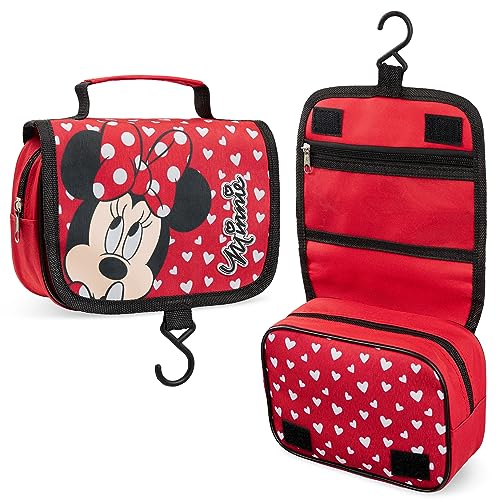 Disney Minnie Maus und Lilo und Stitch Kulturbeutel Kinder - Kosmetiktasche Groß mit Durchsichtige Tasche Mädchen (Rot Minnie)