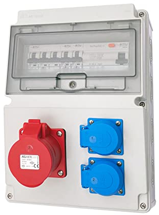 Wandverteiler CEE 16A + 230V + FI Stromverteiler Feuchtraumverteiler Baustromverteiler 2-6