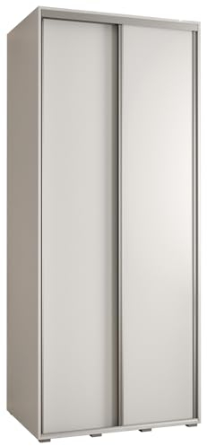 MEBLE KRYSPOL Davos 1 120 Schlafzimmerschrank mit Zwei Schiebetüren - Moderner Kleiderschrank mit Kleiderstange und Regalen - 235,2x120x60 cm - Weiß Weiß Silber