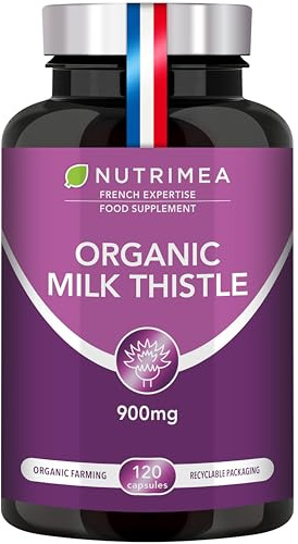 Milk Thistle Supplement 900mg per Daily Serving - 120 Vegan Capsules - Silybum Marianum Formula - Easy to Swallow - GMO-Free - French Expertise - Nutrimea