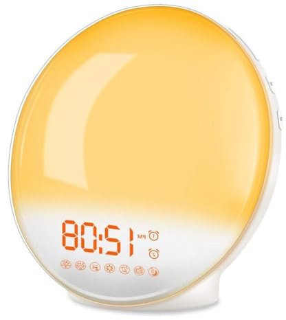 Simulato Sunrise Wake-up Light LED Sveglia Elettronica Trasmissione Musica Atmosfera Comodino Aiuto Sonno Lampada Lampada