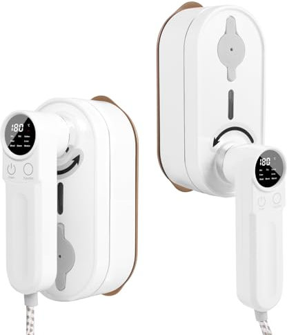 Fer à Vapeur de Voyage Pliable avec écran LCD, 10S Chauffage Rapide, 1200 W, Avec Base Résistante à la Chaleur, Poignée Rotative à 180°, Défroisseur Portable pour les voyages, la maison, le bureau