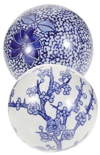 POPETPOP 2 Pièces Boule Flottante en Céramique Boules Décoratives en Porcelaine Orbes en Porcelaine Boules De Pièce Maîtresse Bleu De Remplissage De Vase Orbes Remplissage De
