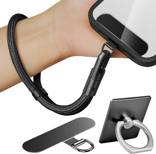 Marveleese Catena per cellulare universale, cordino per cellulare, adatto per tutti gli smartphone con 1 toppa universale, cinturino per cellulare combinabile con ogni custodia, regolabile e