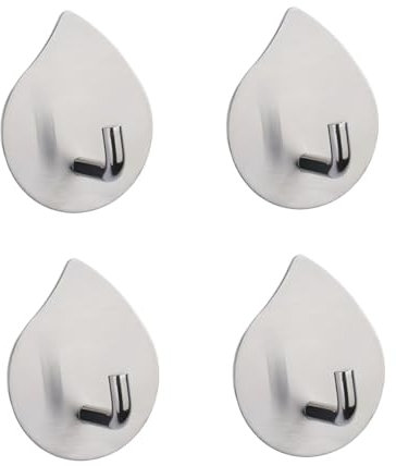4pcs Bathroom Wall Hanging Coat Hook Non-Perforated, 304 Stainless Steel Strong Hook, Door Back Hook (Silver A)
