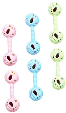 MOLUCKFU 6Pcs Rattle for Boy Girl Rattle Dumbbell Plaything with Crisp Sound for Early Education and Sensory Development Random Colors