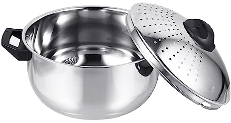 LAPYAPPE Pentola Pasta Acciaio Inossidabile Con Scolapasta Integrato e Coperchio Fibbia Leggera e Resistente Per Cottura e Scolatura Veloce Degli Spaghetti