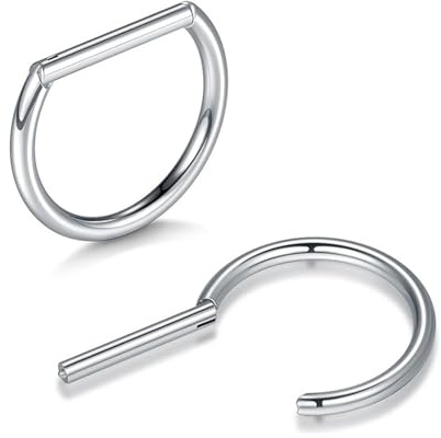 QZKJQDD Body Piercing 2PCS Nipple Bars Titanium Nipple Rings 16G Clicker Nipple Piercing Jewellery Nipple Barbell for Women Men 8MM Nipple Piercing Bar