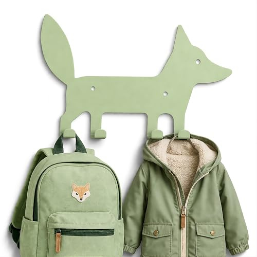Luniiko Perchero Infantil de Pared 4 Ganchos – Organizador Niños Acero Resistente, Colgador Habitación Bebé, Diseño Animal Decorativo Montessori