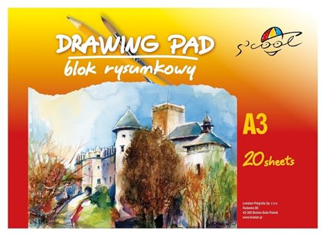 S'COOL A3 Drawing Pad (20 Sheets, 90 GSM) – Premium Sketch Paper for Students & Beginners – Ideal for Sketching, Painting & Crafts, White