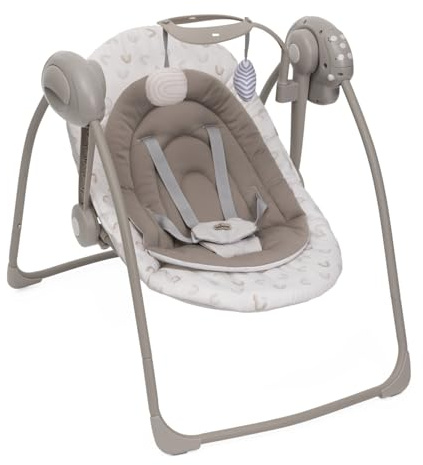 Chicco Swing&Play Elektrische Babyschaukel ab 0 Monaten+, 5 Schaukelgeschwindigkeiten, Beruhigende Melodien, Klappbar, Kompakt und Platzsparend, 2-fach verstellbare Rückenlehne, ab 0 Monaten