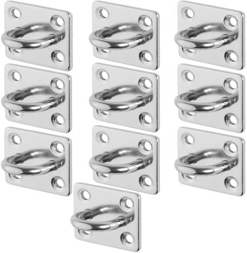 SOTOOLS Set of 10 Mounting Eyelets 35 x 30 mm Anchor Plate Made of V2A Stainless Steel SS304 Lashing Eyelet for Sun Sail, Guy Ropes, Load Securing and Much More