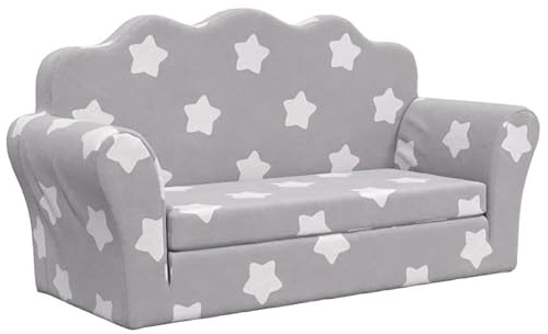 Eleganz Sofá cama infantil de 2 plazas con estrellas, felpa suave (100% poliéster), cómodo mueble para bebés y niños pequeños para habitación infantil y sala de estar