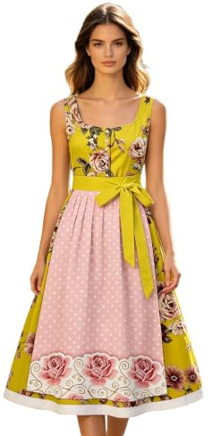 Generisch Vestido tirolés para mujer, Oktoberfest, traje tradicional tradicional con delantal tirolesa, vestido tradicional tirolés, vestido para fiesta, vestido tirolés, bolso negro, mini mujer