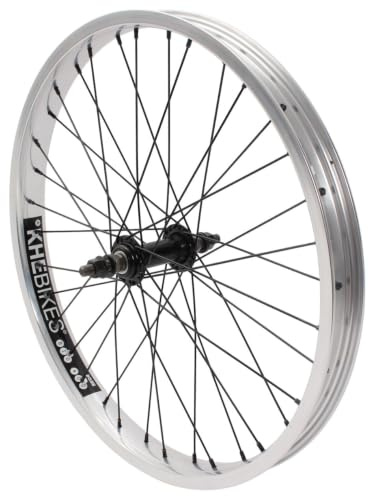KHE Prism BMX framhjul 20 tum – silver – 10 mm axel – 38 mm dubbelkammarfälg – 36H – 7005 aluminium – BMX balanscykel fram