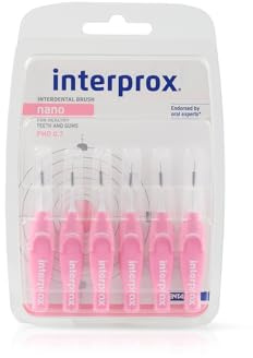 INTERPROX - Nano 0.6 - Brossettes Interdentaires - Fibres en Tynex - Rose - Blister de 6 unités