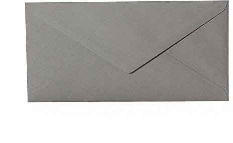 Paper24 25 Briefumschläge Dunkelgrau DIN lang 110x220 mm, 11x22 cm, ohne Fenster, Ideal für Einladungskarten Hochzeit Geburtstag u. ä.