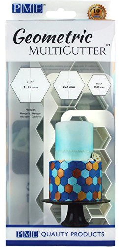 PME GMC104 Geometriska multiskärare för kakdesign – hexagon – liten, medium och stor storlek, set med 3, vit