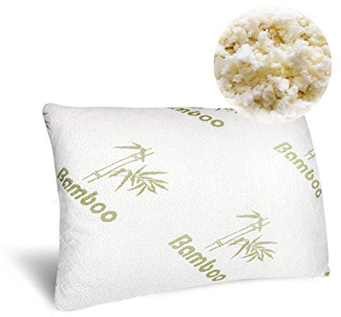 Tebery bambú Cojín de Fibras de bambú y Memory Foam – Almohada Cervical (70 x 40 x 18 cm)