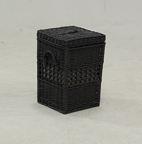 AubryGaspard Coffre à Linge avec Couvercle en Osier Noir
