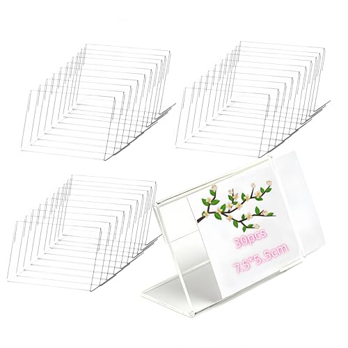 30 pièces porte etiquette,5,5 x 7,5 cm Support d'affichage de Prix en Acrylique Transparent Porte-étiquette de Prix, Support d'étiquette de Carte de Nom de Prix Pour les Rayons les Boulangeries
