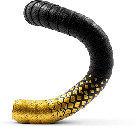 JRC Components Orimono Metallic Bicycle Handlebar Tape | Set of 2 Comfortable Bar Tape for Road Bike | Gravel Bicycle Handlebar Wrap with Bar End Plugs | Enhance Your Bike Grip - (Gold)