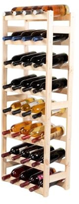 PROREGAL Weinregal PINOTWINE | HxBxT 118x43x25cm | 32 Flaschen | Massives Kiefernholz | Braun geölt | Weinhalter Weinständer Flaschenständer Flaschenregal Holzregal
