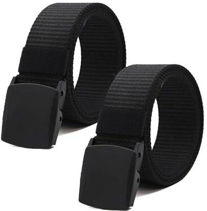 FANNITE 2 Stück Arbeitsgürtel Herren, Nylon Canvas Gürtel, Verstellbarer Keine Löcher Gürtel Belt Canvas Stoffgürtel Für Herren Damen,Schneller Pass Durch Die Flughafensicherheit