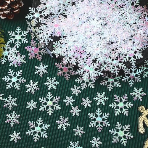 MARFOREVER Decorazioni a forma di fiocco di neve, coriandoli natalizi glitterati bianchi da spargere coriandoli invernali nel paese delle meraviglie centrotavola per Natale, inverno, matrimonio, neve,
