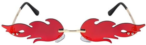 KOMUNJ Occhiali da Sole a Fiamma Fuoco Onde Senza Bordi a Forma di Fuoco per Donne Uomini, Rosso