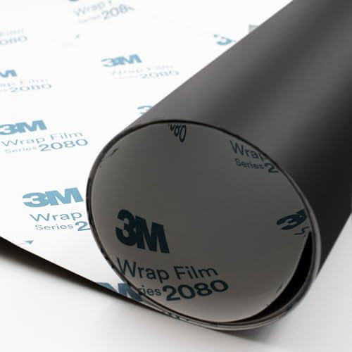 3M 2080 Carwrapping Folie 152cm x 35cm Schwarz Matt Selbstklebende Autofolie Fahrzeugverklebung Auto folieren 3D Folie Verformbar Mit Luftkanälen (Mat Black M12)