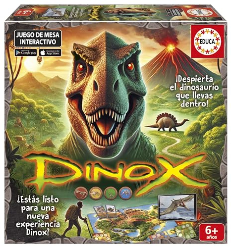 Educa - Dinox Juego de Mesa Interactivo Dinosaurios | Preguntas de Dinosaurios para niños Que despiertan la curiosidad | Juego Educativo de Dinosaurios | A Partir de 6 años (20379)