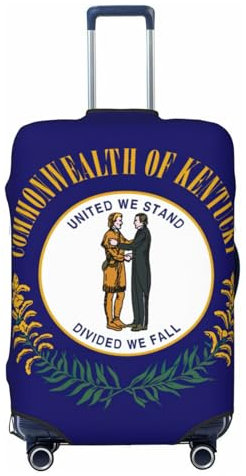 NBAGHPQ Kentucky State Flag Print Double Sided Elastic Protection Universal Suitcase Cover Unique Luggage Protector, Nero , S