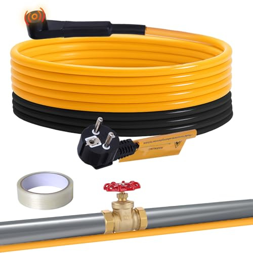 Plutohiker Câble chauffant antigel avec thermostat 6 m, chauffage d'accompagnement étanche, câble chauffant pour conduite d'eau, plantes, gouttières, palmiers 15 W/m 230 V