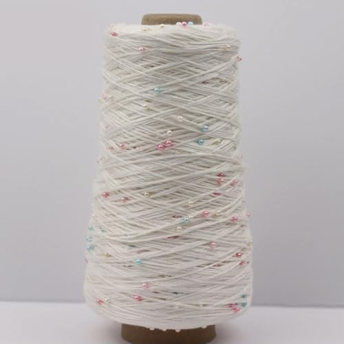CIVIOOH Hilo de algodón Mercerizado de 330-350 g y 1000 m, con Cuentas de Perlas, Ideal para Tejer a Mano, para muñecas de Trapo y Mantas de Lana.
