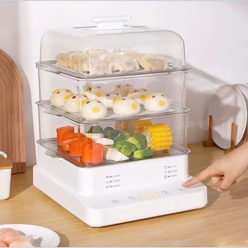22 L elektrisk ångkokare, 3 lager matångkokare, 800 W ångkokare i rostfritt stål, stor kapacitet frukostmaskin med timer, för hem, restaurang