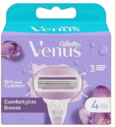 Venus ComfortGlide Breeze Recambio de maquinilla 2-en-1, con barras de gel, sin necesidad de gel de depilación, 4 uds.