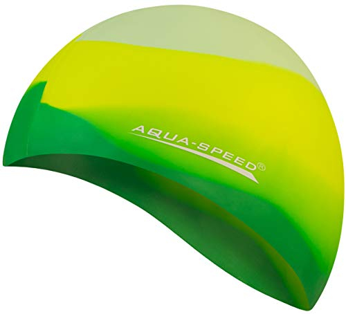 Aqua Speed BUNT Badekappe + Kleines Mikrofaserhandtuch | Kinder & Erwachsene | wasserdichte Bademütze für Frauen Männer | Schwimmhaube für Mädchen Jungen | Badehaube Schwimmen | 24. Bunt / 72