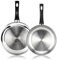 MAGEFESA Essencial Inox - Set de Sartenes Plateadas 20 + 26cm, Acero Inoxidable, Sin Recubrimiento ni Antiadherente, Ecológicas, Inducción