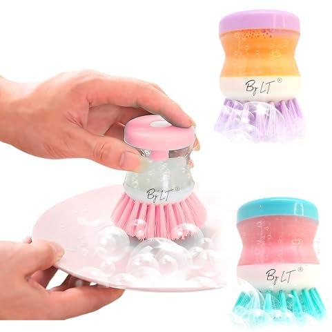 1 pcs/Brosse Vaisselle avec Reservoir Distributeur Savon Liquide Vaisselle Brosse Nettoyage Gadget Cuisine Accessoires de Nettoyage (Vert)