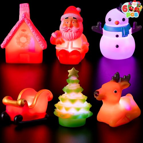 JOYIN 6 pezzi Giocattoli da bagno luminosi natalizi, Giocattoli da bagno per bambini a LED che brillano al buio, Giocattoli da piscina, Giocattoli di Natale per bambini, Bambini, Ragazzi e Ragazze