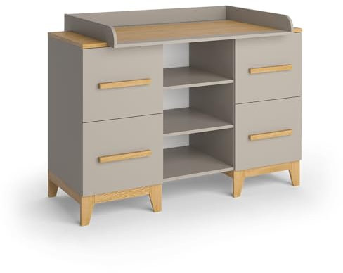 VitaliSpa Wickelkommode Malia, Cashmere-Eiche, 133 x 108 cm XL mit 4 Schubladen
