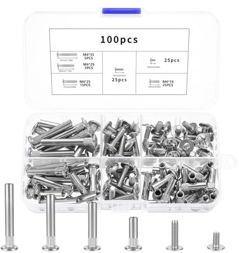 100 Piezas M4 de Conexión (50 x para Muebles, 50 x de Manguito), Fijación Conectores 17-47 mm para Muebles, Armarios, Tableros de Madera