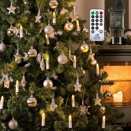 A.bigwhale Luces 50 LED árbol Navidad Interiores, Cadena de Luces Tipo Velas, Vela Arbol de Navidad 8 Modos con Temporizador para Más Que Jardin Escaleras Parterres Festivas, Decoración Navideña