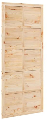 vidaXL Scheunentür Braun 90 x 2,5 x 208 cm Massives Kiefernholz, Wohzimmer, rechteckige Raumtrennung mit moderner Schiebetür, aus Kiefernholz für stilvolle Wohnkultur