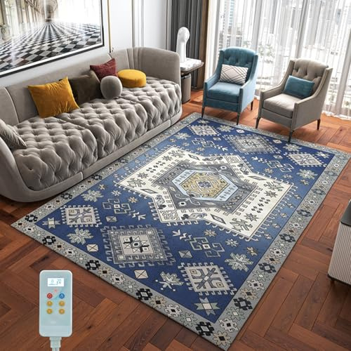 Alfombra calefactora eléctrica, calefactor de suelo radiante con temperatura ajustable y temporizador de 12 horas, calefactores eléctricos para sala de estar(B,19.6x31.5in)
