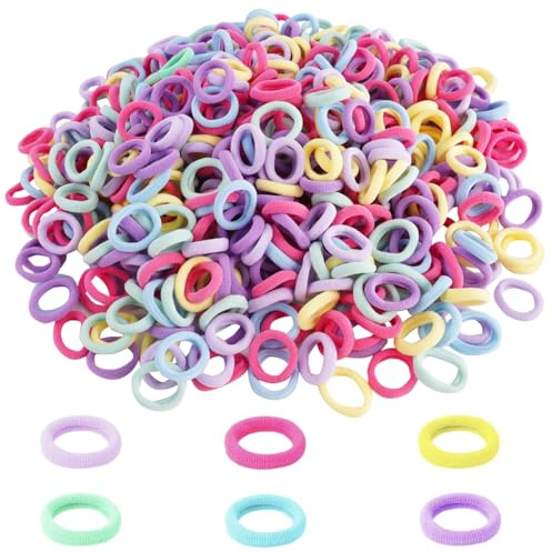 500 Pièces Elastique Cheveux Fille, Petit Élastiques Chouchou Cheveux Fille en Coton Sans Couture, Mini Chouchous Coloré Doux, Ne Blessent Pas Les Cheveux, pour Bébés Tout-petits Enfants et Filles