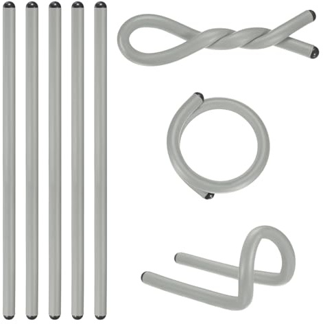 M METERXITY 8-Pack Twist Rubber Ties, 17-Inch EVA Foam Reusable Twist Ties for Organizing Bundling Cords/Wires/Cables, Bendable Rubber Tie Down Straps [Grey]
