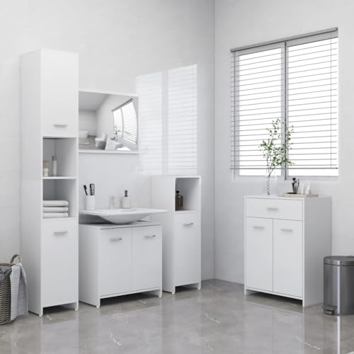 Solivagant Ensemble de Meubles de Salle de Bain 4 pcs Blanc,(71.72 KG)